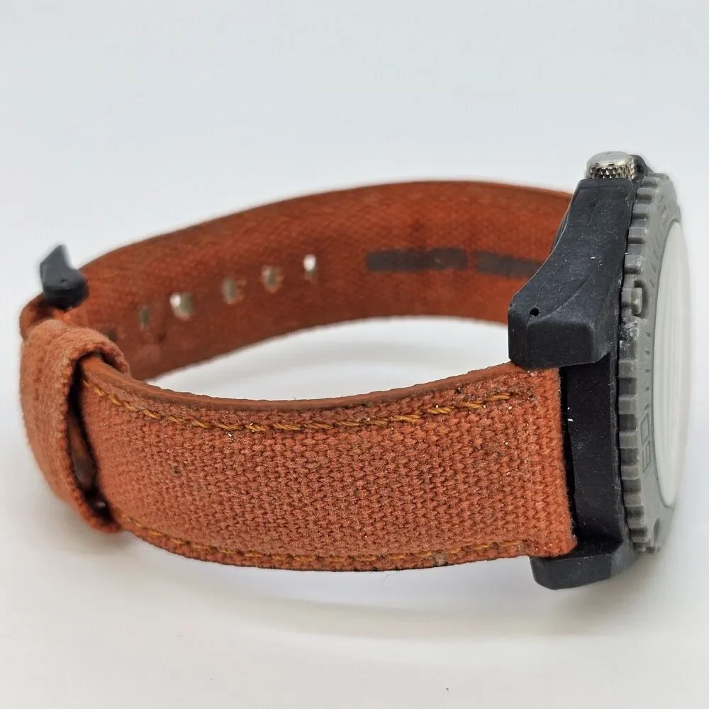 Men's Sprout Watch 42MM‎ Brown Dial Orange Canvas Band Straps New Battery
